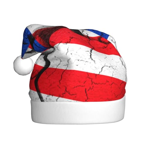 ZORIN Plüsch Weihnachtsmann Hut Weihnachtsmütze USA Flagge Druck Auf Gebrochenem Land Xmas Hüte Urlaub Party Supplies Weihnachtskostüm Für Erwachsene von ZORIN