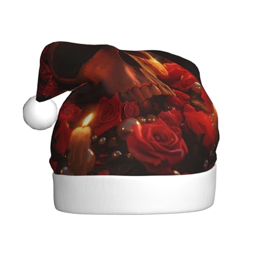 ZORIN Weihnachtsmannmütze, Kerze, Totenkopf, rote Rose, Uni, bequem, Plüsch, für Weihnachten, Neujahr, Urlaub, Partyzubehör von ZORIN