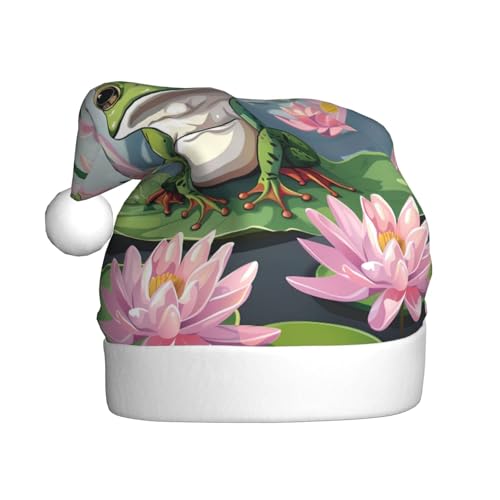 ZORIN Weihnachtsmütze, Frosch, rosa Seerosen, Plüschbesatz, Uni, Weihnachtsmannmütze für Urlaub, Party, Cosplay, Weihnachtsdekoration, für Herren, Damen, Erwachsene ZORIN Weihnachtsmütze, Frosch, rosa Seerosen, Plüschbesatz, Uni, Weihnachtsmannmütze für Urlaub, Party, Cosplay, Weihnachtsdekoration, für Herren, Damen, Erwachsene von ZORIN