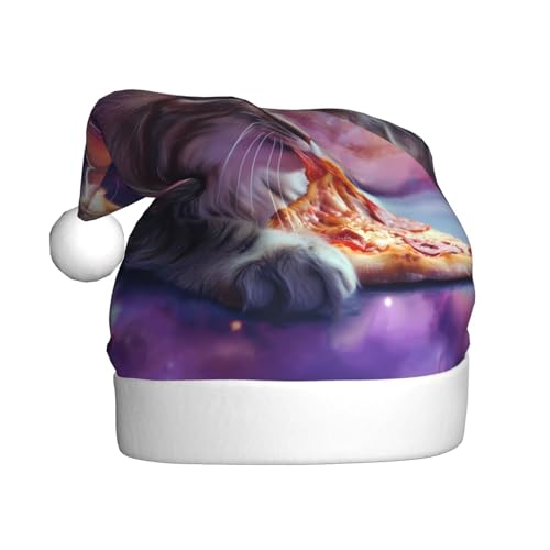 ZORIN Weihnachtsmütze, Katze, lila, Galaxie, Plüschbesatz, Uni, Weihnachtsmannmütze für Urlaub, Party, Cosplay, Weihnachtsdekoration für Herren und Damen und Erwachsene von ZORIN