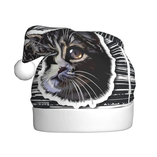 ZORIN Weihnachtsmütze, Katzenaugenklappe, lustiger Plüschbesatz, Uni, Weihnachtsmannmütze für Urlaub, Party, Cosplay, Weihnachtsdekoration für Herren, Damen, Erwachsene von ZORIN