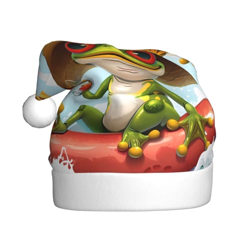 ZORIN Weihnachtsmütze, Weihnachtsmannmütze, Meereswelle, Frosch, niedlich, Uni, bequem, Plüsch, für Weihnachten, Neujahr, Urlaub, Partyzubehör von ZORIN