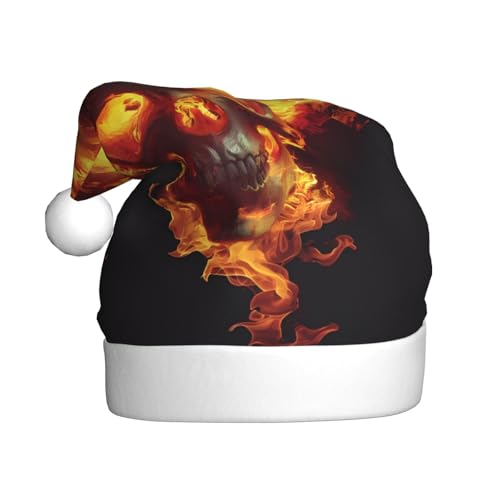 ZORIN Weihnachtsmütze, Weihnachtsmannmütze, flammender Totenkopf, Orange, dunkel, Uni, bequem, Plüsch, für Weihnachten, Neujahr, Urlaub, Partyzubehör von ZORIN