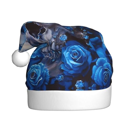 ZORIN Weihnachtsmütze, Weihnachtsmütze, Diamant-Schädel mit Blumenmuster, Uni, bequem, Plüsch, für Weihnachten, Neujahr, Urlaub, Partyzubehör von ZORIN