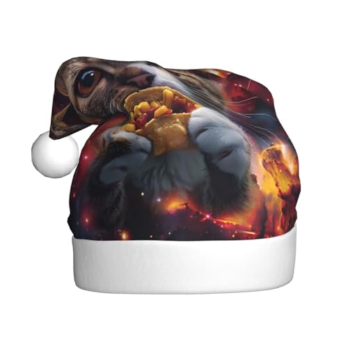 ZORIN Weihnachtsmütze, Weihnachtsmütze, Katze, Tacos, Weltraum, bunt, Uni, bequem, Plüsch, für Weihnachten, Neujahr, Urlaub, Partyzubehör von ZORIN