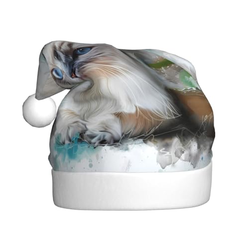 ZORIN Weihnachtsmütze, Weihnachtsmütze, Katze, legend, Orchidee, Uni, bequem, Plüsch, für Weihnachten, Neujahr, Urlaub, Partyzubehör von ZORIN