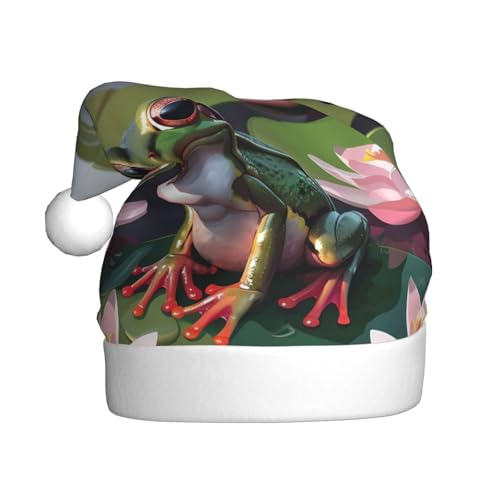 ZORIN Weihnachtsmütze, Weihnachtsmütze, Seerosen, Frosch, Cartoon, Uni, bequem, Plüsch, für Weihnachten, Neujahr, Urlaub, Partyzubehör von ZORIN