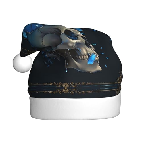 ZORIN Weihnachtsmütze, Weihnachtsmütze, Totenkopf, blauer Schmetterling, Uni, bequem, Plüsch, für Weihnachten, Neujahr, Urlaub, Partyzubehör ZORIN Weihnachtsmütze, Weihnachtsmütze, Totenkopf, blauer Schmetterling, Uni, bequem, Plüsch, für Weihnachten, Neujahr, Urlaub, Partyzubehör von ZORIN