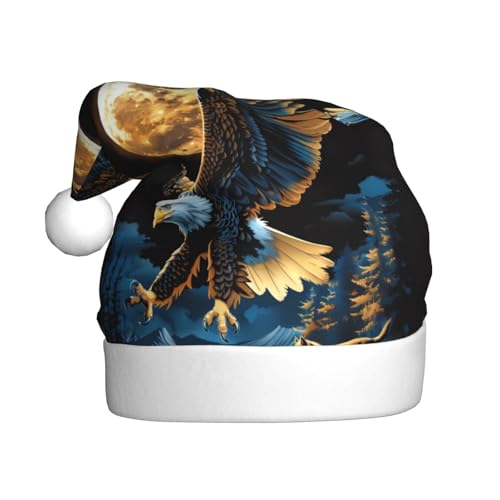 ZORIN Weihnachtsmütze, Weißkopfseeadler, aufsteigender Nachthimmel, Plüschbesatz, Uni, Weihnachtsmannmütze für Urlaub, Party, Cosplay, Weihnachtsdekoration für Herren, Damen, Erwachsene von ZORIN