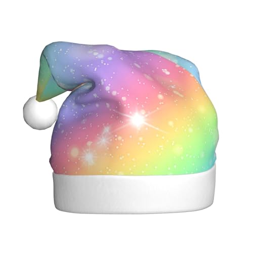 ZORIN Weihnachtsmütze, glitzernd, Regenbogen-Himmel, Unisex, bequem, Plüsch, für Weihnachten, Neujahr, Urlaub, Partyzubehör von ZORIN