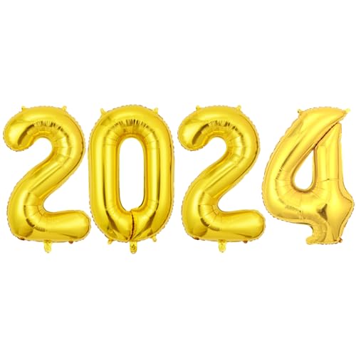 Silberne 2024 Luftballons | 40 Zoll Folienballons - Glänzende ästhetische Riesen-Universal-2024-Luftballons in Gold für Abschlussdekorationen Zorq von ZORQ