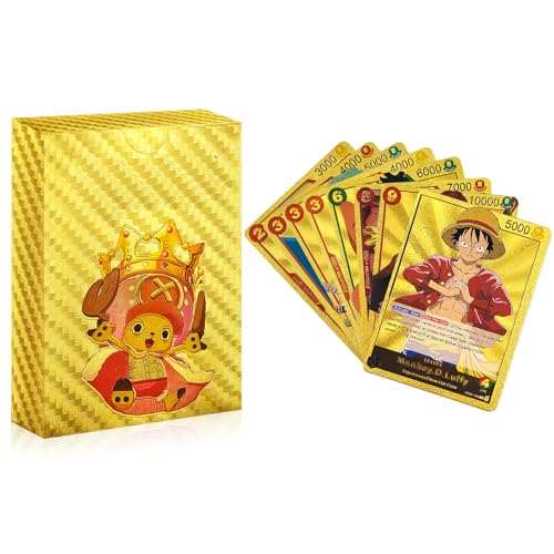 ZORTORZ 55 Stück Anime Karten Gold Set Kartenspiel Sammelkarten Goldfolienkarten mit Kartenschachtel Trading Cards Card Game Geschenke für Anime-Liebhaber für Kinder und Familien von ZORTORZ