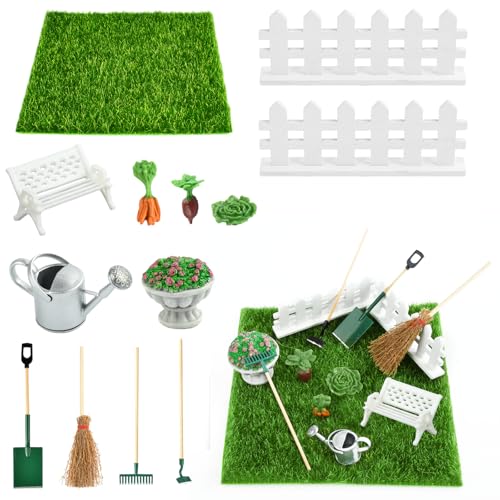 13 Stück Miniatur Garten Zubehör Set Mit Kunstrasen, Zaun, Gemüse, Gartengeräte, Mikrolandschaft für DIY, Feengarten Dekoration, Minigärten 13 Stück Miniatur Garten Zubehör Set Mit Kunstrasen, Zaun, Gemüse, Gartengeräte, Mikrolandschaft für DIY, Feengarten Dekoration, Minigärten von ZOSIGN