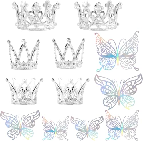 ZOSIGN 6 Stück Krone Cake Topper, Silber Krone Kuchen Topper, mit 24 Stück Schmetterling Tortendeko, Mini Krone Cupcake Picks, für Baby Shower Geburtstag Hochzeit Royal Thema Party ZOSIGN 6 Stück Krone Cake Topper, Silber Krone Kuchen Topper, mit 24 Stück Schmetterling Tortendeko, Mini Krone Cupcake Picks, für Baby Shower Geburtstag Hochzeit Royal Thema Party von ZOSIGN