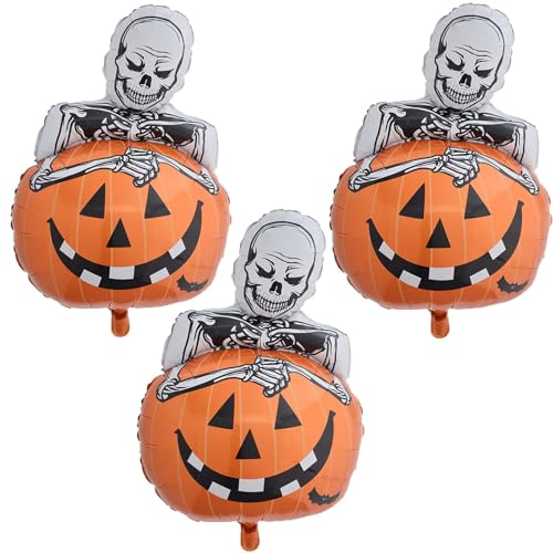 Kürbis, Skelett und Halloween Folienballon Set - 3 Stück Party Deko für Halloween, Ostern, Karneval Kürbis, Skelett und Halloween Folienballon Set - 3 Stück Party Deko für Halloween, Ostern, Karneval von ZOSIGN