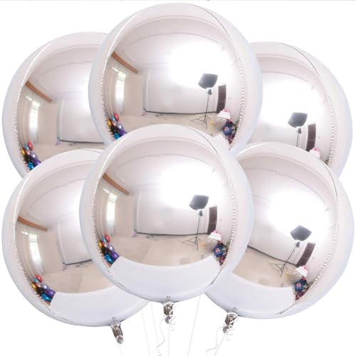 Luftballons Silber, 6 Stück Silber Glänzende Folienballons, 22 Zoll 4D Metallic Silber Folienballon, Folienballon Runden, für Babyparty Hochzeit Party Dekoration Karnevals Luftballons Silber, 6 Stück Silber Glänzende Folienballons, 22 Zoll 4D Metallic Silber Folienballon, Folienballon Runden, für Babyparty Hochzeit Party Dekoration Karnevals von ZOSIGN