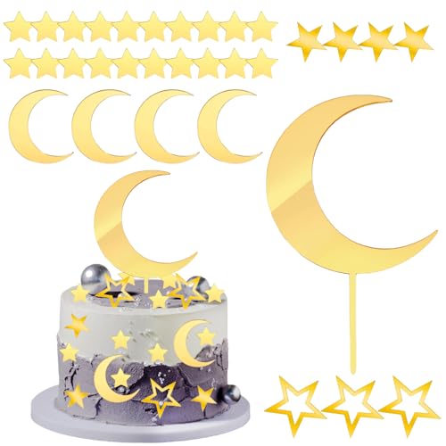 Tortendeko Sterne Mond, 32pcs Cake Topper Mond Und Sterne, Acryl Tortendeko, Tortendeko Sterne Gold, Kuchendekoration für Geburtstage, Hochzeiten, Taufen, Babypartys, Neujahr, Ostern Tortendeko Sterne Mond, 32pcs Cake Topper Mond Und Sterne, Acryl Tortendeko, Tortendeko Sterne Gold, Kuchendekoration für Geburtstage, Hochzeiten, Taufen, Babypartys, Neujahr, Ostern von ZOSIGN