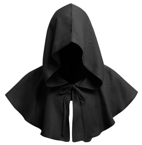 Mittelalterliche Kapuze Hut, Unisex Mittelalter Gugel Umhang, Schwarz Halloween Umhang, Zauberer Halloween Kostüm, Damen Herren Erwachsener für Karneval Halloween Cosplay Kostüm Mittelalterliche Kapuze Hut, Unisex Mittelalter Gugel Umhang, Schwarz Halloween Umhang, Zauberer Halloween Kostüm, Damen Herren Erwachsener für Karneval Halloween Cosplay Kostüm von ZOSIGN