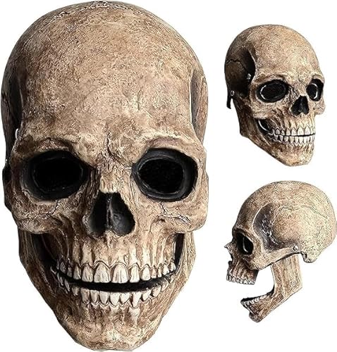 ZOSIGN Skelett Halloween Maske, Totenkopf Maske Erwachsene, Voller Kopf Skull Maske, Skelettmaske mit Beweglichem Kiefer, für Halloween Cosplay Partymaske (Braun) von ZOSIGN