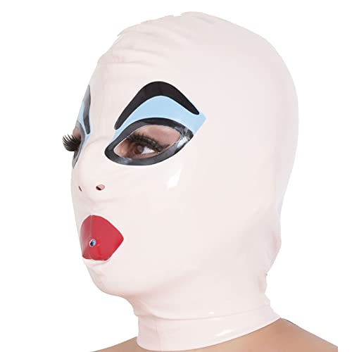 ZOUTYI Halloween Leder Maske Kopfmaske Kostüm Party Hood Karneval Maske 0,40 Mm Dick Elastizität Lange Lebensdauer Vollgesichtsmaske Adult Sexy Party Coole Stil Augenmaske Partys Banketten,Weiß,XL von ZOUTYI