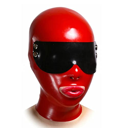 ZOUTYI Latex Haube Gummi Maske Handgemachte Offenen Augen Mit Augen Maske Halloween Cosplay Kostüme Für Männer Frauen,Rot,L von ZOUTYI