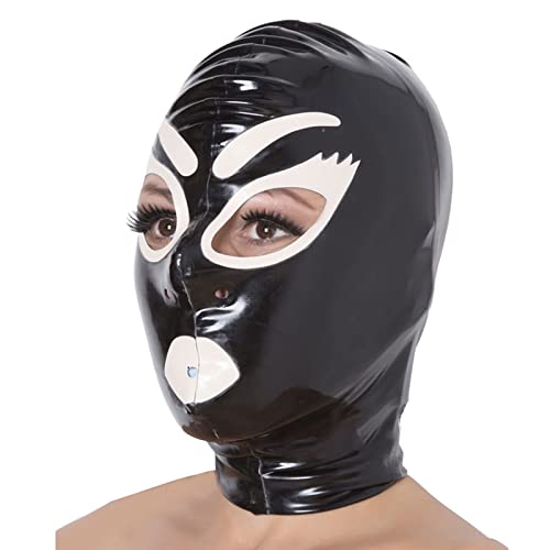 ZOUTYI Latex Maske BDSM Maske Bondage Halloween Maske Maskerade Multiplayer Party Cosplay Spielzeug Fetisch Für Geburtstagsfeier Karneval Weihnachten Ostern Neujahrsparty 0,4 Mm,Schwarz,M von ZOUTYI