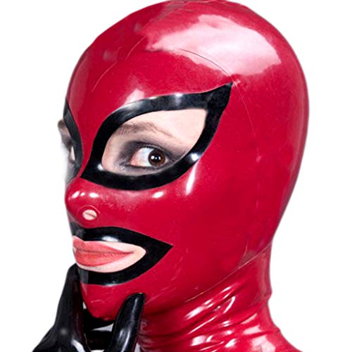 ZOUTYI Natur Latex Maske Öffnungen Augen Mund Latexmaske Eine Bemerkenswerte Maske Voller Geheimnisvoller Atmosphäre Perfekt Für Cosplay Show Party Selbstgenuss Und Ideal Sm,Rot,L von ZOUTYI