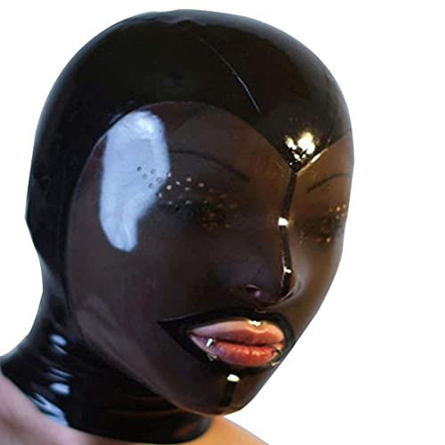 ZOUTYI Realistische Latex-Maske Naturkautschuk SM Fetisch Bondage Maske Elastizität Geheimnisse Unisex Kapuze Einzigartig Clubwear Cosplay Adult Sexy Party Coole Stil Augenmaske,Schwarz,M von ZOUTYI