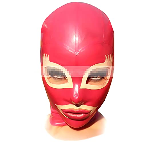 ZOUTYI Rubber Latex Mask Hood Sexy Transaprent Red And White Unisex Costumes Handmade,Rot,M von ZOUTYI