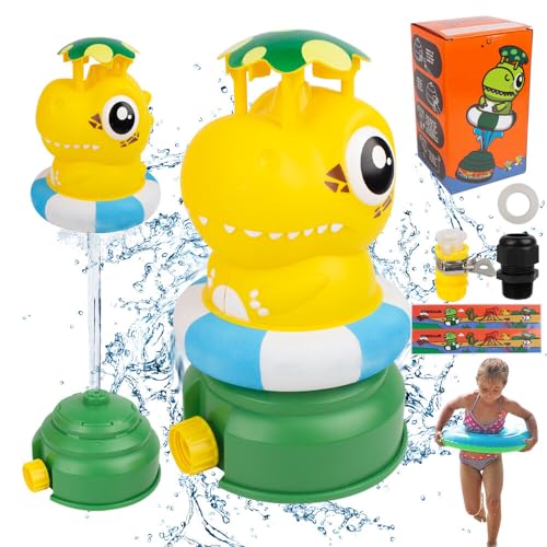 ZOYDP Wassersprinkler Kinder Outdoor, Wassersprenkler Garten Kinder, Dinosaurier Kinder Wasserspielzeug Garten, Wassersprenger Garten Kinder für Jungen Mädchen Geschenk Sommer, Sprühhöhen von bis 3 M von ZOYDP