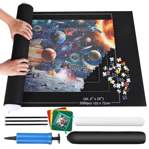 Puzzlematte Puzzlerolle, Puzzelmatten für Puzzle bis 2000,1500,1000 leicht zu lagern und zu transportieren,Riesenfilzmatte zur Aufbewahrung von Puzzles von ZOYIDOUX