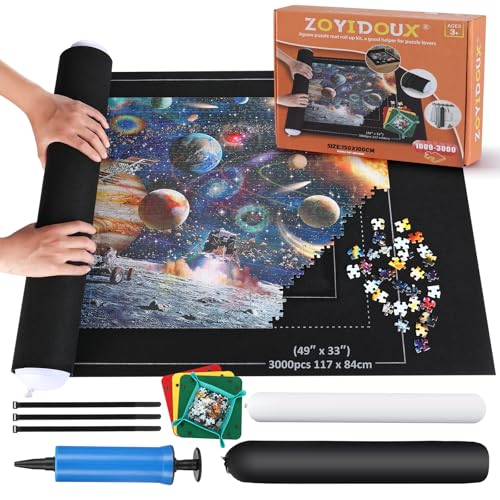 Puzzlematte Puzzlerolle, Puzzelmatten für Puzzle bis 3000 leicht zu lagern und zu transportieren, Schicke Puzzles-Geschenkbox,Riesenfilzmatte zur Aufbewahrung von Puzzles von ZOYIDOUX
