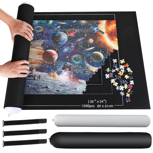 ZOYIDOUX Puzzlematte Puzzlerolle, Puzzelmatten für Puzzle bis 1500,1000,500 leicht zu lagern und zu transportieren,Riesenfilzmatte zur Aufbewahrung von Puzzles(66 * 118cm) von ZOYIDOUX