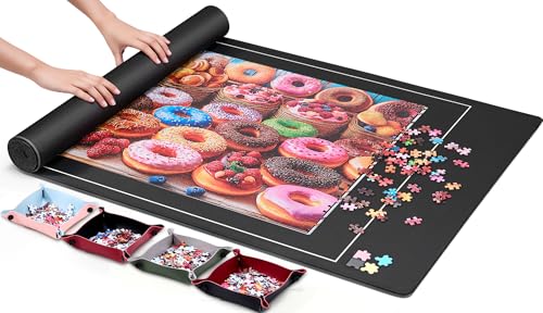 ZOYIDOUX Puzzlematte Rollmatte bis 1500 Teile – Glatte Polyester-Oberfläche, rutschfeste Gummi-Unterseite, 6 Sortierschalen, Klettbänder, Schaumstoffrolle & Tragetasche zur Puzzle Aufbewahrung ZOYIDOUX Puzzlematte Rollmatte bis 1500 Teile – Glatte Polyester-Oberfläche, rutschfeste Gummi-Unterseite, 6 Sortierschalen, Klettbänder, Schaumstoffrolle & Tragetasche zur Puzzle Aufbewahrung von ZOYIDOUX