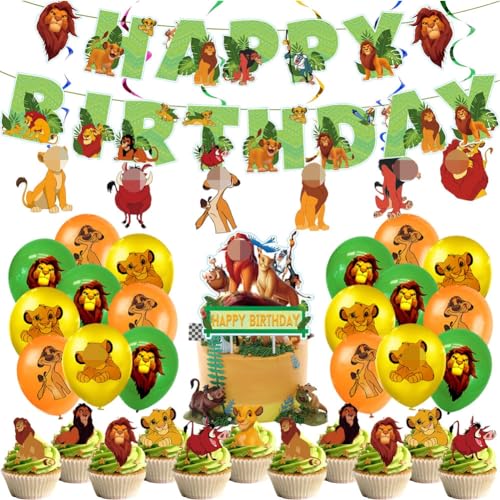 Löwen Geburtstag Party Dekoration, Löwen Birthday Decoration Cartoon Balloons, 50pcs Anime Löwen Thema Party Supplies, Geburtstag Party Dekoration Banner Für Partys Und Geburtstage von ZPSOSPZ