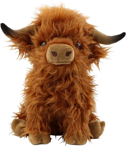 ZPSOSPZ Animals Hochlandrind Soft Toy, Tierische Plüschtiere,Cow Plüschtiere,Kuh Plüsch Plüschpuppe Schlafendes Plüschtier Geschenke Für Kinder Home Wohnzimmer Dekoration Braunes-28cm von ZPSOSPZ