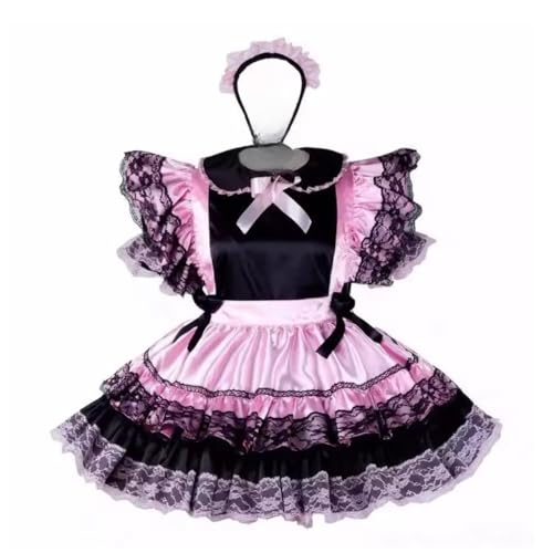 ZQIAOYUUPHOWF Männer Und Frauen Maid Sissy Lockable Satin Kleid Cosplay Kostüm Lolita,FRAUEN,L von ZQIAOYUUPHOWF