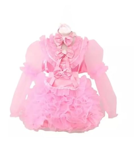 ZQIAOYUUPHOWF Männer Und Frauen Maid Sissy Satin Abschließbares Kleid Cosplay Kostüm Halloween Party Lolita,FRAUEN,Xxxl von ZQIAOYUUPHOWF