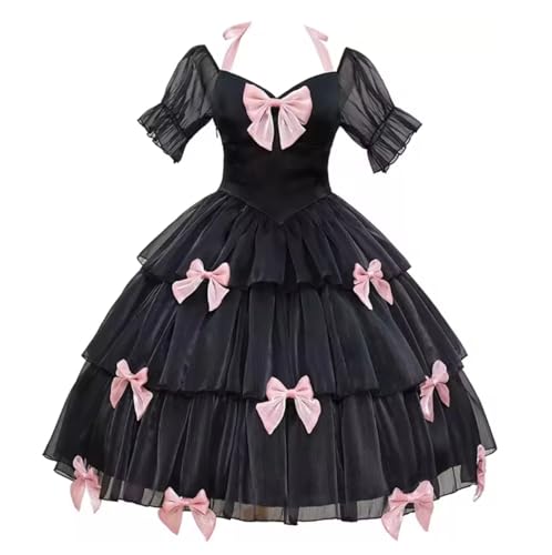 ZQIAOYUUPHOWF Männer Und Frauen Sissy Lockable Black Satin Mehl Bogen Geschmücktes Kleid Maid Cosplay Halloween Party Lolita,Männer,Xxxl von ZQIAOYUUPHOWF