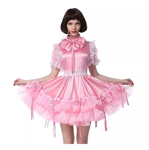 ZQIAOYUUPHOWF Männer Und Frauen Sissy Maid Können Rosa Satin Quaste Fluffy Dress Cosplay -Outfit Lolita Einsperren,Männer,M von ZQIAOYUUPHOWF