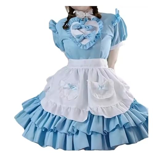 ZQIAOYUUPHOWF Männer Und Frauen Sissy Satin Lolita Rüschenkleid Cosplay Kostüm Halloween,FRAUEN,Xs von ZQIAOYUUPHOWF