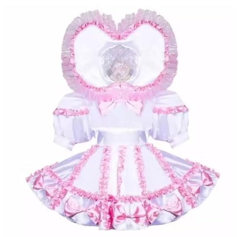 ZQIAOYUUPHOWF Männer Und Frauen Sissy Satin Maid Cosplay Outfit Abschließbare Halloween -Partys Lolita,Männer,L von ZQIAOYUUPHOWF