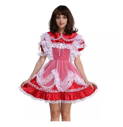 ZQIAOYUUPHOWF Männer Und Frauen Sissy Satin Mit Kurzem Ärmel, Maid Cosplay Kostüm Lolita,Männer,Xl von ZQIAOYUUPHOWF