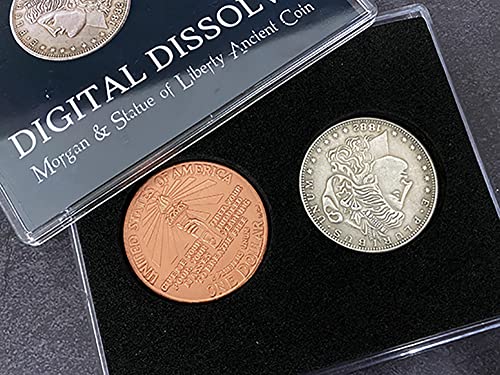 ZQION Digitale Auflösung (Morgan & Freiheitsstatue) Alte Münze Nahaufnahme Magic Coin Tricks Illusions Coins Gimmick von ZQION