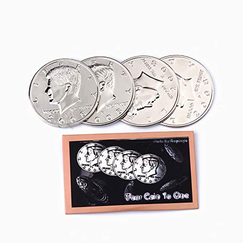 ZQION Jumbo Halb-Dollar-Muscheln 3 + 1 Set (Durchmesser 5,8 cm), eine Münze zu vier Zaubertricks Magier Zubehör Comedy Requisiten Magic Gimmick von ZQION