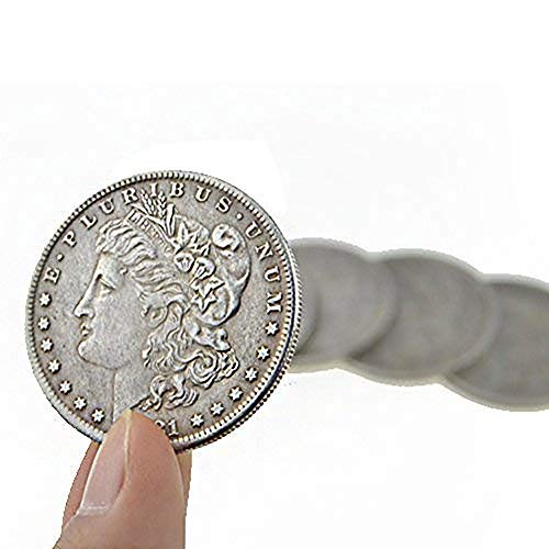 ZQION Stahl Morgan Dollar (3,8 cm Durchmesser) Münze Magic Trick Münze erscheinen/verschwindende Zaubermünzen Bühnen-Illusionen Magier Zubehör, 10 Stück/Packung von ZQION