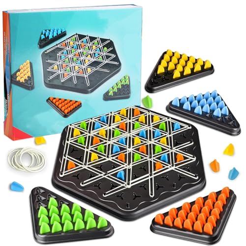 Geometrisches Schachspiel Set, Kette Dreieck Schachspiel, Dreieck Schach Interaktives Spiel, Lustiges Kettendreieck Brettspiel, 2-4 Spieler Dreieck Spiel Gummiband Spiel Geometrisches Schachspiel Set, Kette Dreieck Schachspiel, Dreieck Schach Interaktives Spiel, Lustiges Kettendreieck Brettspiel, 2-4 Spieler Dreieck Spiel Gummiband Spiel von ZQSFPK