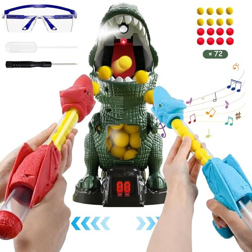 ZQX Dinosaurier Schießspielzeug mit 2 Luftschießpistolen,Bewegliches Schießen Spielzeugpistolen Zielscheibe mit 72 Schaumstoffbällen mit Sprühfunktion,LED-Zähler, Ton, für 4 5 6 7+ Jungen und Mädchen ZQX Dinosaurier Schießspielzeug mit 2 Luftschießpistolen,Bewegliches Schießen Spielzeugpistolen Zielscheibe mit 72 Schaumstoffbällen mit Sprühfunktion,LED-Zähler, Ton, für 4 5 6 7+ Jungen und Mädchen von ZQX