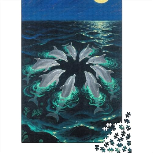 Delphin 1000 Teile Puzzle Geschicklichkeitsspiel Rätsel Herausforderung Spielzeug Klassische Puzzlespiele Puzzles Für Erwachsene Home Dekoration 1000pcs (75x50cm) von ZRHSADO