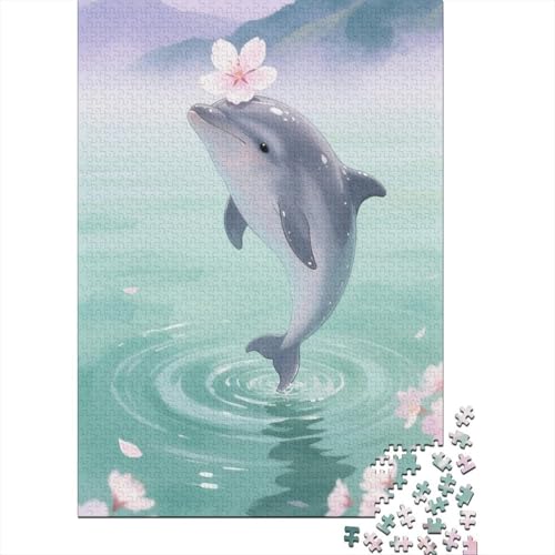 Delphin Puzzle 1000 Teile Geschicklichkeitsspiel Rätsel Herausforderung Spielzeug Klassische Puzzlespiele Puzzles Für Erwachsene Home Dekoration 1000pcs (75x50cm) von ZRHSADO